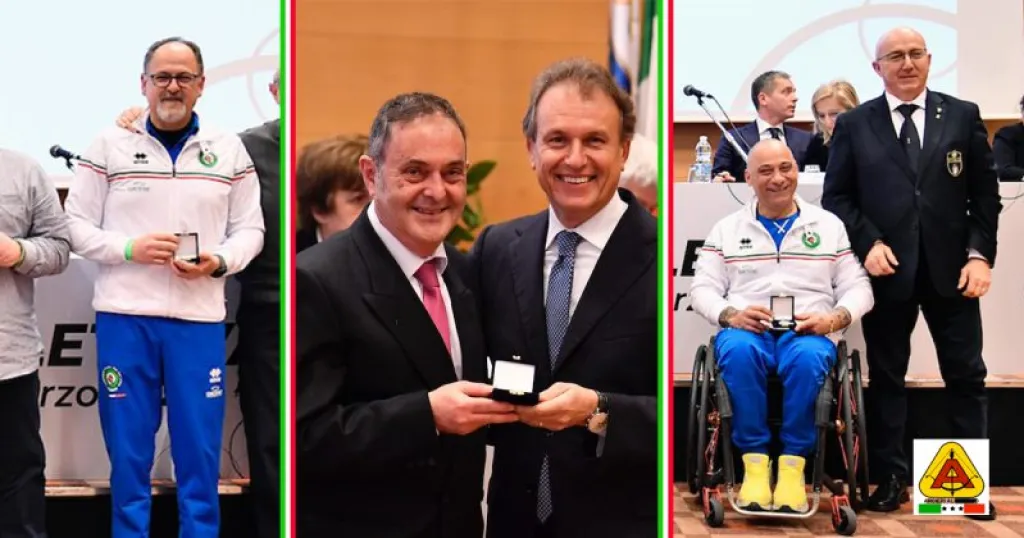5 marzo 2023 – Gianpaolo Cancelli, Antonio Tosco e Stefano Murgia, premiati durante l’Assemblea Federale Straordinaria